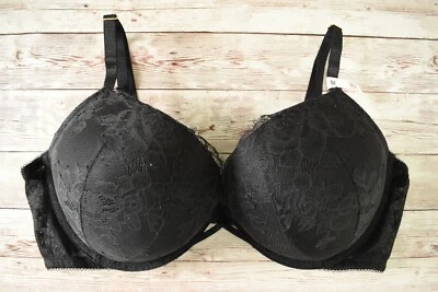 Victoria's Secret 38C *BOMBSHELL* ADD 2 CUPS ROSE LACE PUSH-UP BRA *Black* - Image 1 of 4