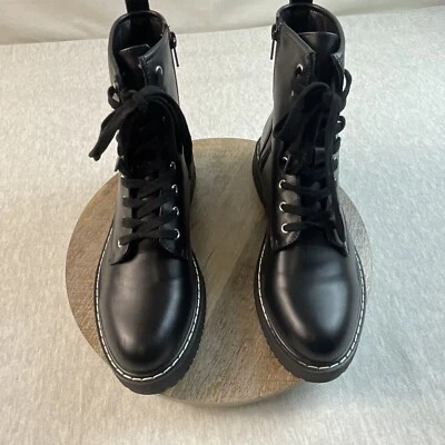 Madden Girl Women Combat Boots Size: 10 M Kurrt Faux Leather Lace Up Color:Black - Image 1 of 4