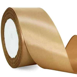 2 in x 25 Yds Wide Gold Satin Ribbon Solid Fabric Ribbons Roll for Crafts Cha... - Picture 1 of 6
