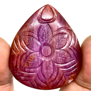 90 Cts Unheated Natural Ruby Hand Carved 38x33mm Huge Pendant Size Gemstone - Picture 1 of 18