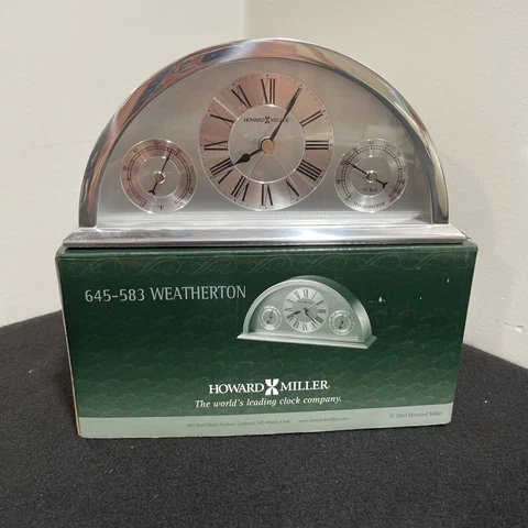 Howard Miller Weatherton Weather Maritime Table Alarm Clock 645-583 Silver Cover
