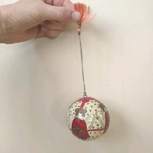 Hand Painted Papier Mache Christmas Ball Ornament Detailed Angels Made In India - Picture 1 of 8