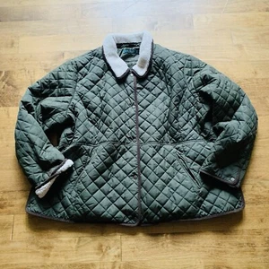 Lauren Ralph Lauren Women's Sherpa Collar Quilted Coat Jacket Size 3x Green - Picture 1 of 13