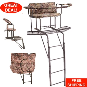 20 Feet Tall 2 Man Tree Stand Hunting Blind Deer Wrap a Round Double Rail Ladder - Picture 1 of 24