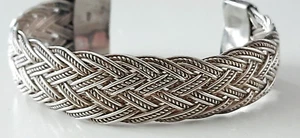 SILBER ARMREIF ° 925 / ooo ° Geflochtenes Muster ° Silberschmuck ° - Picture 1 of 9