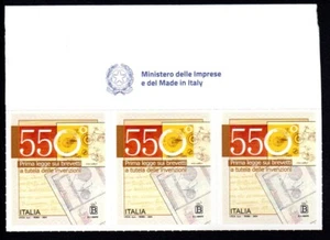 Italia 2024 : Legge sui brevetti - striscia di 3  logo Ministero / Made in Italy - Picture 1 of 1