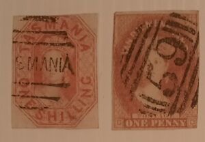 1857 Tasmania stamps. SG26 & SG41. VFU. Cat £122.