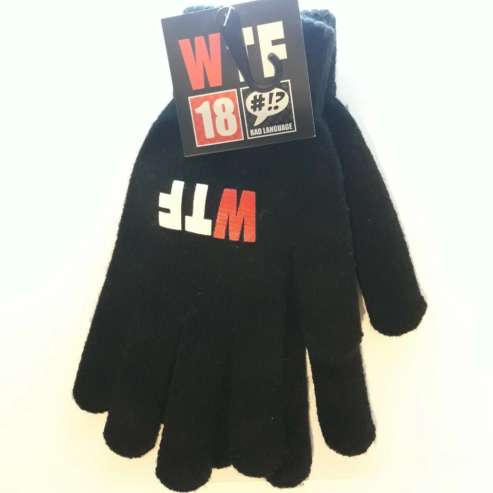 Paire de gants W T F 🖕 Taille Unique Adulte Noir - Photo 1/3