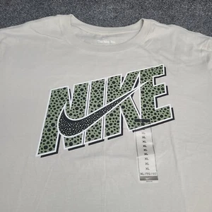 Nike Shirt Mens Extra Large Beige Greige Green Black Spell Out Sportswear Tee XL - Picture 1 of 10