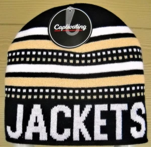 GEORGIA TECH YELLOW JACKETS ADULT CUFFLESS KNIT HAT CAP WITH NICKNAME & GT LOGO - Picture 1 of 4