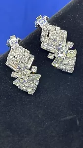 Vintage Art Deco Ohrringe große Marquise Kristall Strass - Bild 1 von 2