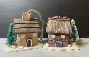 CHRISTMAS ORNAMENT SNOW WINTER CABIN HOLIDAY DECOR NEW - Picture 1 of 5