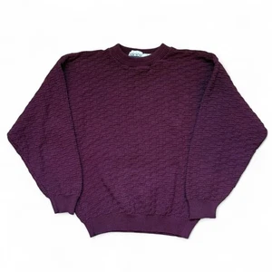 Maglione vintage Anchor Bay maglia cavo adulto medio bordeaux pullover anni 90 Y2K vintage - Foto 1 di 4