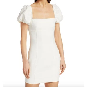 Cinq à Sept Havana Puff-Sleeve Mini Dress White Size 8 - Picture 1 of 6