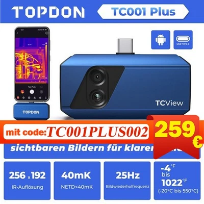 TOPDON TC001 Plus Wärmebildkamera 512x384 TISR-Auflösung mit optischer Kamera DE