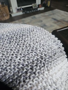 NEW Hand Knit Baby Blanket 35 X 35" Gray White - Picture 1 of 2