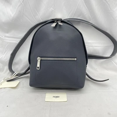 Fendi Unisex Chiodo Small Backpack Pebble Leather 7VZ077 Dark Blue - Image 1 of 4