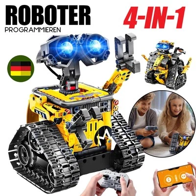 MARKENLOS 4 in 1 Roboter Kinder Technik Ferngesteuert Bauspielzeug - App & Fernsteuerung