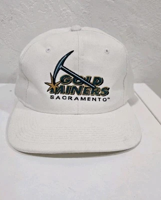 Vintage 90s Sacramento Gold Miners CFL Script White Snapback Retro  - Image 1 of 4
