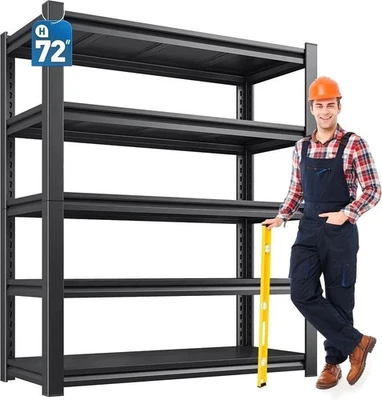72" H Garage Shelving Heavy Duty 3000 LBS 5 Tier Storage Shelves Adjustable M... - Image 1 of 4