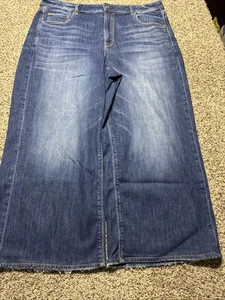 AE AMERICAN EAGLE SUPER HIGH RISE BAGGY WIDE LEG STRETCH WOMENS JEANS 18 SHORT - Picture 1 of 4