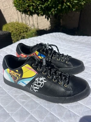 Clean! Asics Onitsuka Tiger Size Mens 6 Womens 7 black Leather Art Shoes D6P1L - Image 1 of 4