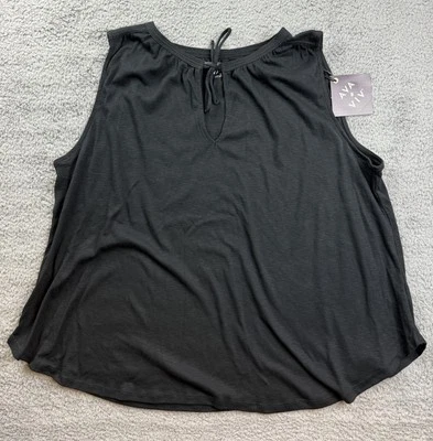 Blusa Ava & Viv para mujer talla grande 2X (20-22) cuello en V swing negra Foto 1 de 4