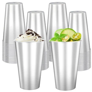 Disposable Plastic Cups 50 Pcs 16oz Silver Drinking Cup. These Disposable Cup... - Picture 1 of 7