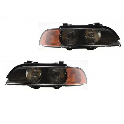 For BMW 528i Headlight Assembly 1998 1999 2000 Pair Passenger and Driver Side - Image 1 of 4