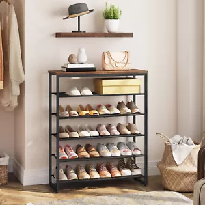 HOOBRO Wooden Shoe Rack 5-Tier Shoes Organizer Storage Shelf Hallway Entryway - Picture 1 of 11