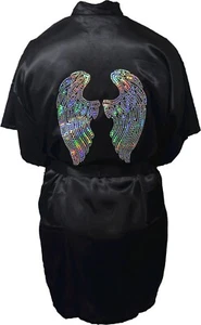 Sexy angel wings satin Robe no rhinestones glitter sequins - Picture 1 of 2
