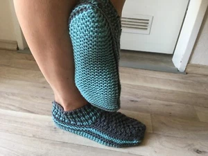 Selbst gestrickte Wollsocken Stricksneakers, Sneakers handgestrickt Gr. 41-43 - Bild 1 von 1