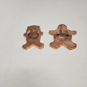 Bear & Gingerbread Man Copper Cookie Cutters W/ Finger Loop Vintage Large 5 IN - Picture 1 of 7
