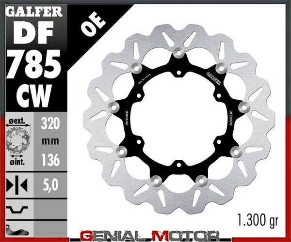 Disco de freno delantero Galfer WAVE FLOTANTE COMPLETO (ALUMINIO) 320x5m KTM 1190 ADVENTURE 2013 Foto 1 de 1