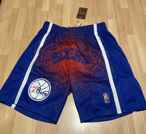 New Mens Mitchell & Ness Philadelphia 76ers Sixers Gradient Swingman Short Sz L Cover