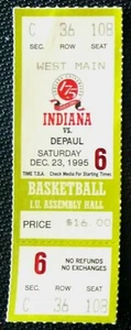 INDIANA HOOSIERS BASKETBALL TICKET STUB 1995-96 v DEPAUL - KNIGHT - Picture 1 of 1