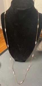 "Collar vintage Tracy Hamilton Corea tono oro 26"" perla rosa" - Imagen 1 de 5