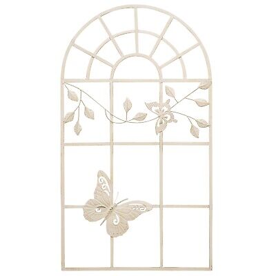 Nostalgie Stallfenster Fenster Metall Rahmen Schmetterling Antik-Stil Creme 97cm • 56.90€