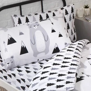 Juego de sábanas y funda de almohada Scandi Bear Forest Junior árboles de polialgodón - Imagen 1 de 2