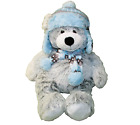 17" HUGFUN WINTER TEDDY BEAR PLUSH GRAY BLUE POM POMS SOFT STUFFED ANIMAL TOY