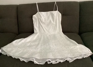 Steppin' Out White Classic Eyelet Tulle Swing Flowy Party Dress SZ M/L13/14 - Picture 1 of 12