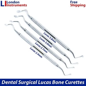 Dental Lucas Bone Curette Surgical Curettes Periodontal Lab Instrument Set of 4 - Picture 1 of 8