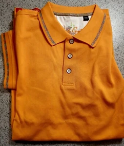 New Robert Graham Slack Tides Cotton Knit Short Sleeve Polo Shirt Yellow Sz M - Picture 1 of 5