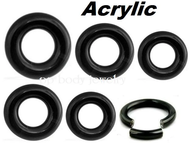 1 件 黑色亚克力段环耳环 Septum 戒指 8G 至 00G - 1/2 英寸,5/8 英寸,3/4 — 第 1/1 张图片