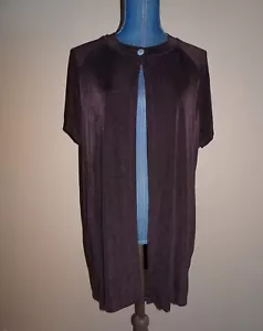 Citiknits Brown One Button Short Sleeves Slinky Travel Cardigan Jacket Size 1X - Picture 1 of 4