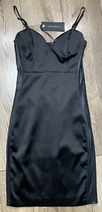 Abito Guess By Marciano nero raso slip contras elasticizzato lati tg 40 UK 8 #M3 - Foto 1 di 12