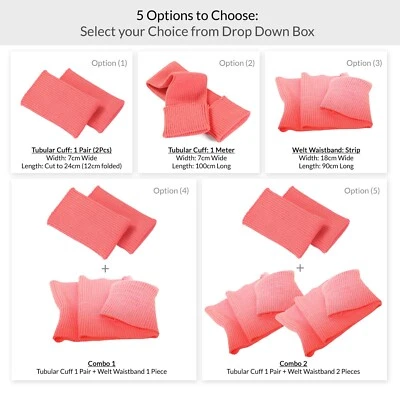 Rib Knit Cuffing Tubular & Matching Waistband Ribbing Welt Trimming,28 Colors,UK - Image 1 of 4