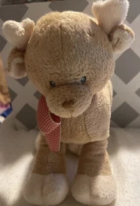 Baby Gund Plush Reindeer Rattle Red Gingham Scarf Brown Fawn w/Spots ABOO - Picture 1 of 10