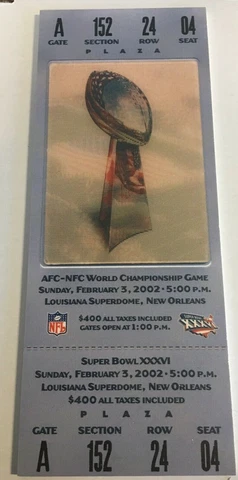 2000 Super Bowl 34 Mini-Mega Ticket ST. Louis Rams VS Titans 14 x 6" DM1 Cover