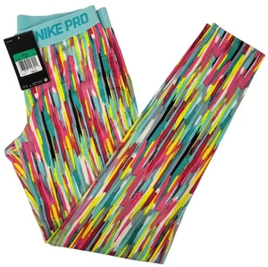 Nike Pro Girls Youth Training Legging Pants Hyperwarm Size XL Dri-Fit Pink,Blue - Picture 1 of 2